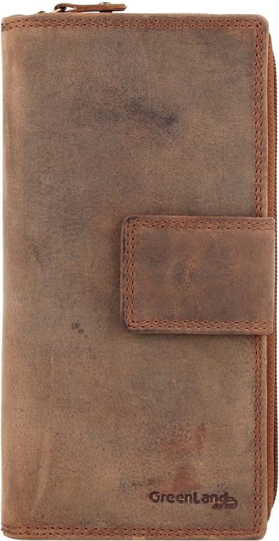 GreenLand Nature Leren Portemonnee Montenegro Long Wallet RFID Brown Bruine