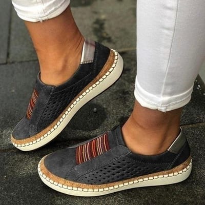 Mocassins en cuir respirants à bout rond pour femmes, chaussures de sport décontractées, grande taille 35-43 41 noir