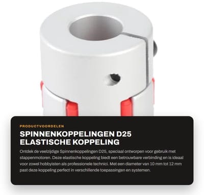 Dailygoods- Spinnenkoppeling D25 L30 - Elastische Koppeling - Aspruim - Voor Stappenmotor - 1 Stuk - Roestvrij Staal - Asverbinding