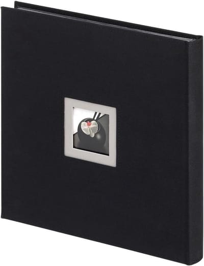 Linnen fotoalbum zwart - 30x30 cm - met omslaguitsparing