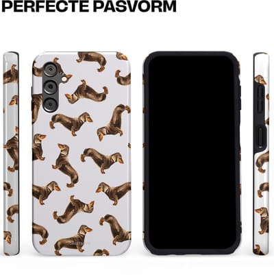 Casetastic Hoesje Geschikt voor Samsung A14 (5G/4G) - Stijlvolle Beschermende Duo-layer Case - Teckel Twister