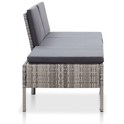 vidaXL - 3-delige - Loungeset - met - kussens - poly - rattan - grijs