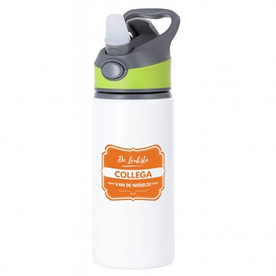 Hacebo® - De leukste collega waterfles met rietje groen - Collega - beste collega - werk - afscheidscadeau - verjaardagscadeau - kado - water fles - 650ML