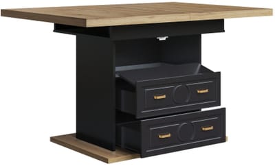 Uitschuifbare Eettafel 110-140 x 80 x 75 cm, Eettafel, Keukentafel, Opbergtafel – Geschikt Voor Keukens en Woonkamers – Eettafel voor 6 Personen, Houtnerfafwerking