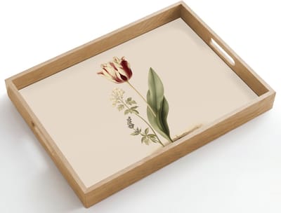 Dienblad hout 50x35 cm - Schootdienblad - Tulp - Minimalistisch - Beige - Borrelplank rechthoek - Plateau dienbladen