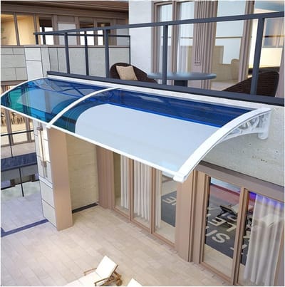 Deur luifel - Buitendekking - Bescherming tegen weer - Slagvast polycarbonaat - 100x100 cm - Blauw