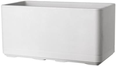 Grote Rechthoekige Plantenbak met Wielen en Waterreservoir, 78cm, Parelwit