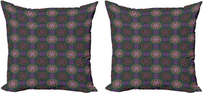 ABAKUHAUS Mandala Decoratieve Kussenhoes, Set van 2, Kleurrijk Abstract Gebog 40x40 cm, Paars Meerkleurig