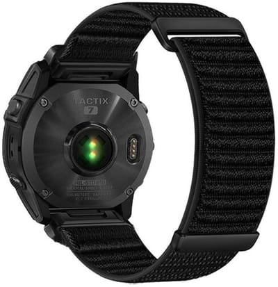 By Qubix - Geschikt voor Garmin bandje - 26mm Quickfit - Nylon Sport Loop bandje - Zwart - Geschikt voor Garmin Epix Pro Gen 2 (51mm) / Quatix 7X / 6X & Tactix 7 (pro)