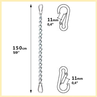 Verlengingsketting voor hangstoelen en hangmatten met karabijnhaken - 150 cm