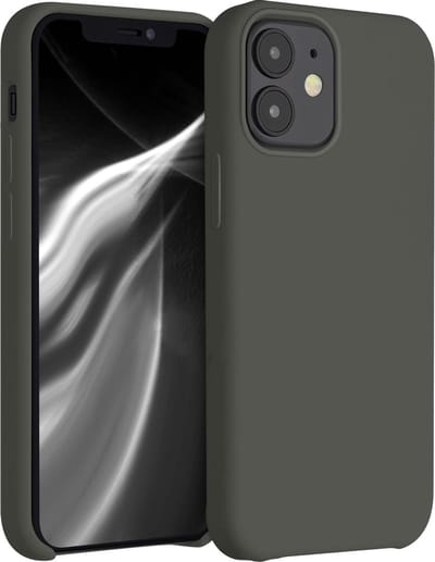 kwmobile telefoonhoesje geschikt voor Apple iPhone 12 mini - Hoesje met siliconen coating - Smartphone case in olijfgroen