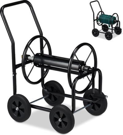 Slangenwagen - 60 meter slang - stevig metaal - klikkoppeling - tuinslanghaspel - 4 rubberen wielen - groen Tuinslang haspel