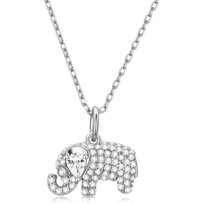 925 Sterling Zilver Goud Beschermende Kristal Delicate Baby Olifant Ketting Voor Vrouwen Kind Choker Fijne Sieraden Kraag white