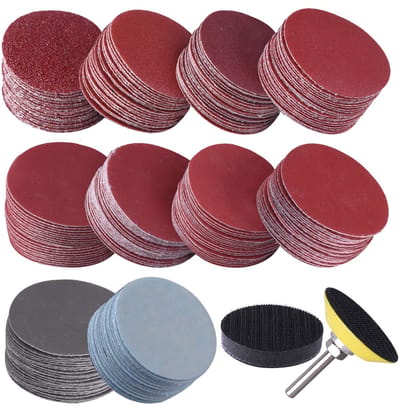 JeiibrZui Set van 200 schuurschijven van gevlokt aluminiumoxide, hittebestendig schuurpapier met 3M-lijm, 5 cm voor het polijsten van metaal en hout