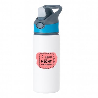 Hacebo® - liefste nicht van de wereld waterfles met rietje blauw - Nicht - de liefste nicht - verjaardag - cadeautje voor nicht - kado - geschenk - water fles - 650ML