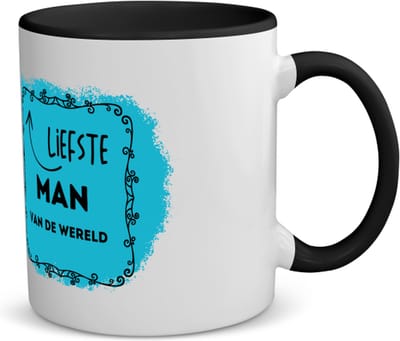 Akyol - liefste man van de wereld koffiemok - theemok - zwart - Vriend/vriendin - de liefste man - valentijnsdag - verjaardag - cadeautje voor vriendje - kado - geschenk - 350 ML inhoud