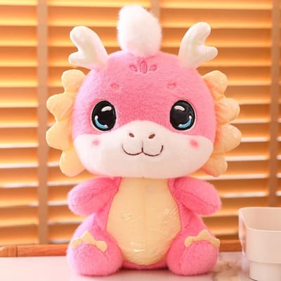 Schattige Kleurrijke Drakenpoppen Drakenjaar Mascotte Pluche Speelgoed Drakenjaar Pop Cadeau 36cm white