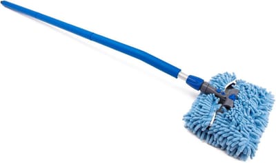 Autofiber [Mitt on a Stick PRO verstelbare kop autowasborstel | 61 inch sectionele hoekige pool (blauwe noedelhoes) (noedelhoes)