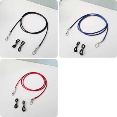 Zonne- Brillenkoord- Mondkapje koord touw- Ketting koord voor mannen, vrouwen-- 3 stuks koord  70 cm rood, blauw, zwart