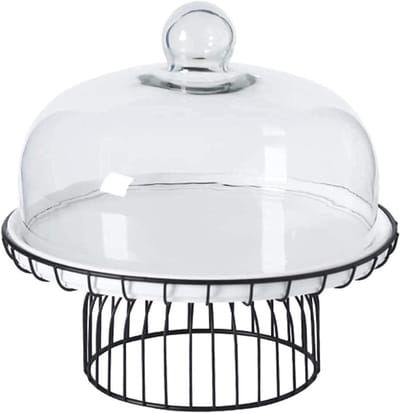 Taartplateau met deksel - Dessert display - Feestelijke presentatie - Keramisch dienblad - 29 cm - Wit