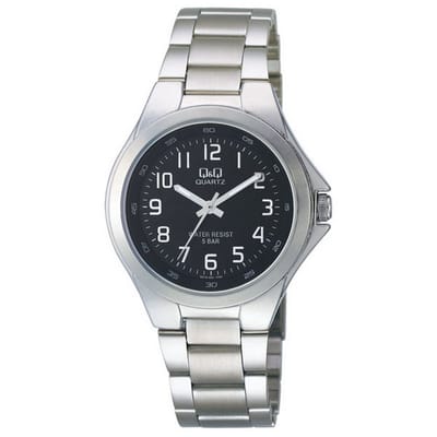 Q&Q Q618J205Y - Horloge - Analoog - Heren - Mannen - stalen band - Rond - Cijfers - Staal - Zilverkleurig - Zwart