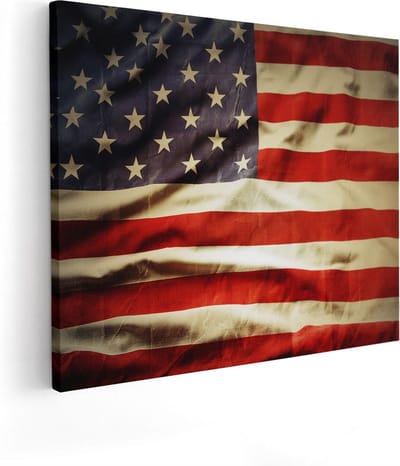 Artaza Canvas Schilderij Amerika - 50x40 cm - Wanddecoratie Vlag - Muurdecoratie Woonkamer - Kamer Accessoires