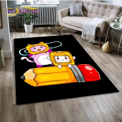 3D Lankybox Schattige Vrolijke Boxy Foxy Rocky Vloerkleed Tapijt voor Woonkamer Slaapkamer Decor, Vloermat Antislip Decoratie voor Bank Deurmat 40x60cm( 15x23in )