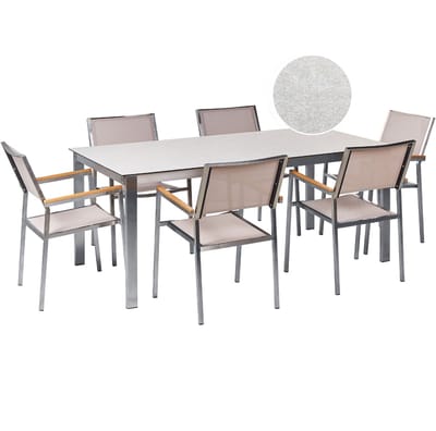 COSOLETO/GROSSETO - Tuinset 6 persoons - Wit - Graniet/Glas