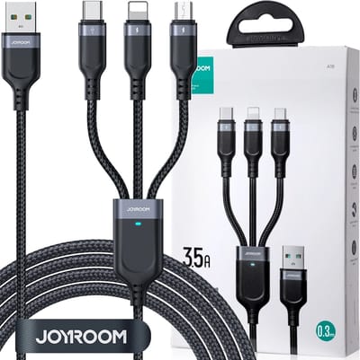 Joyroom - Multi-Use - Series 3-in-1 kabel S-1T3018A18 Lightning USB-C micro USB - 30 - cm - zwart