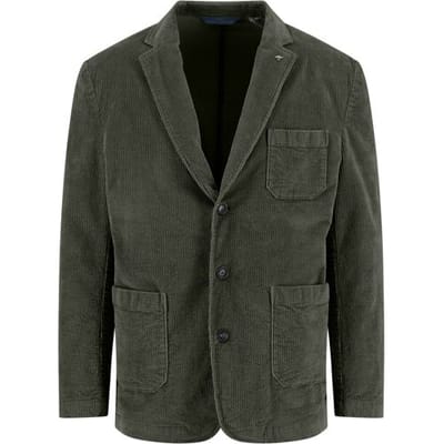 Fynch-Hatton Blazer Solid Color Unconstructed Corduroy Dusty Forest / male