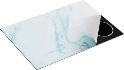 Chefcare Inductie Beschermer Lichtblauwe Marmer - Blauw - 75x50 cm - Afdekplaat Inductie - Kookplaat Beschermer - Inductie Mat