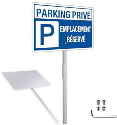 Privé parkeerbord voor gereserveerde locatie met reflecterende grondpen – Weerbestendig en UV-bestendig 20 x 30 cm