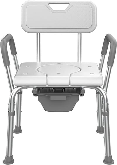 Douchestoel - Douchekruk Bedcommode - Veilig Douchen - Verstelbare Hoogte - 300 lbs draagvermogen - Wit