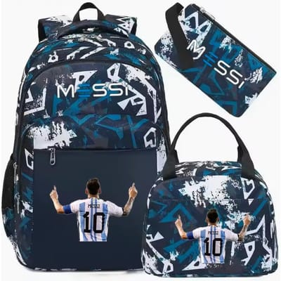 3 stuks Sport Messi Camouflage Rugzakken Met Lunchtas Lastverlichting Meisjes Jongens Schooltassen Capaciteit Laptop Buiten Mochilas