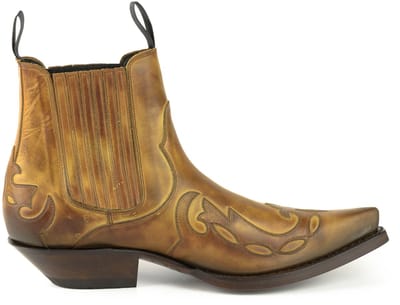 Mayura Boots Austin 1931 Cognac/ Spitse Western Heren Enkellaars Schuine Hak Elastiek Sluiting Vintage Look Maat EU 37