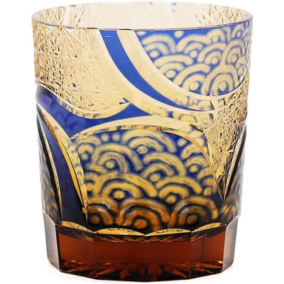 Japanse Hoge Kwaliteit Overlaysnijwerk Glas Van Edo Kiriko Sake Glazen Whiskey Glas Wijnglas Met Cadeaubox 201-300ml blauw