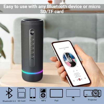Draagbare Bluetooth-luidspreker met 30W geluid, IP66 waterdicht en RGB-verlichting - 25 uur speeltijd