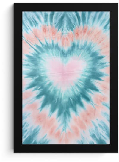 Poster in lijst - Fotolijst 20x30 cm - Posters - Hartvormig - Tie dye - Pasteltinten - Lichtgroen - Posterlijst zwart - Decoratie - Wanddecoratie woonkamer - Muurdecoratie slaapkamer