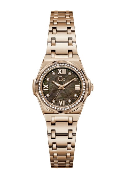 Gc Gc Idolchic Mini Small Size Metal Analoog Quartzhorloge Roségoudkleurig En Bruin Kast Gemaakt Van 100% Roestvrij Staal En Een Armband Van 100% Roestvrij Staal 28 Z92001L1, Z92004L1