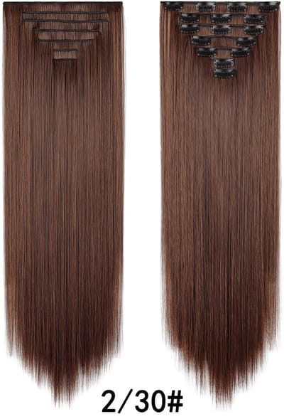 Pruik - Haarverlenging met 16 clips, haarclip, vervangende pruik - Pruik van synthetische vezels met clips - 60 cm -4.2M30#