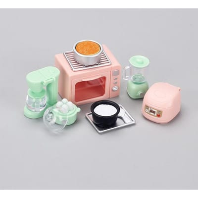 Kinderen Mini Interactie Met Huis Miniatuur Rijstkoker Oven Sapcentrifuge Eierstomer Kleine Poppen Accessoires
