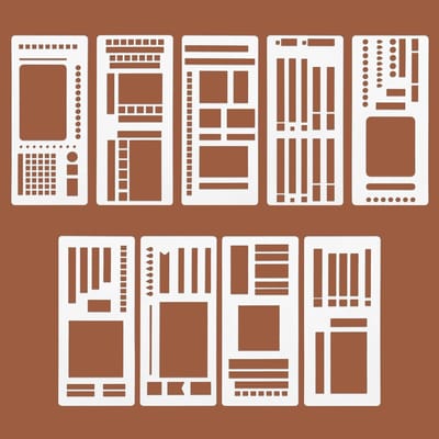 18-delige sjablonen voor journaling, handgemaakte accessoires, flexibele record- en planningssjablonen, vierkante lijnen en vormen voor planners en dagelijkse notities