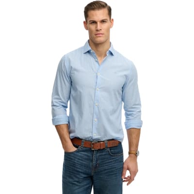 Superdry - Poplin Overhemd Met Lange Mouwen En Cut Away Kraag - Heren - Lange mouwen shirts
