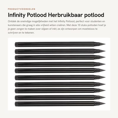 Dailygoods- Potlood 10 Stuks - Herbruikbaar - Met Gum - Lichtgewicht - Inktloos - Comfortabel Schrijven - Schrijfgerei