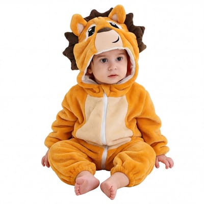 JAXY Baby Onesie - Carnavalskleding Kinderen - Verkleedkleren Jongen en Meisje - Verkleedkleding Kind - Romper - EU 74/80 (label 90) - Lion