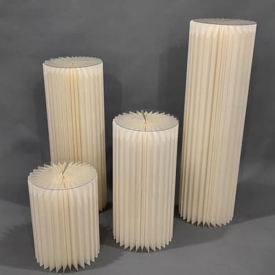 Papieren Zuil Standaard - Voetstuk Cilinder - Feest Decoratie - Honingraat Ontwerp - Meerdere Maten - Wit
