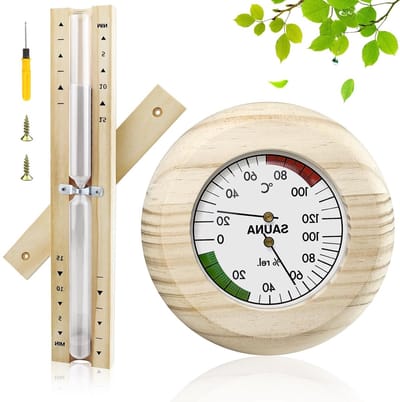Nauwkeurige Sauna Thermometer en Hygrometer met Houten Uurglas voor Perfecte Timing en Comfort in de Sauna