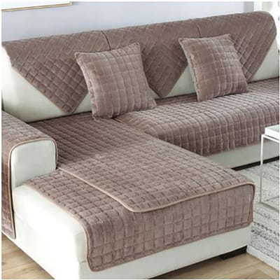 Winterverdikt flanel bankkussen antislip eenvoudige moderne stoffen bankhanddoekhoes 90*240cm koffie