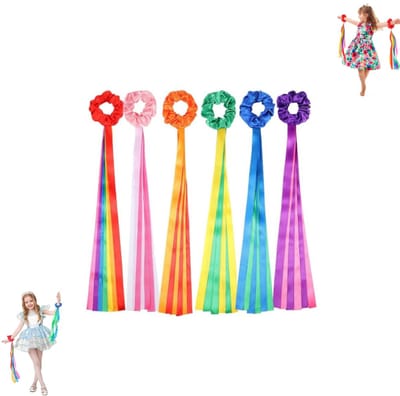 6 stuks - Danslinten - Meerkleurige ritmische linten - Elastische polsbandjes - Ritmische linten voor in de hand - Ritmische gymnastieklinten - Polsbandjes van 50 cm - Geschikt voor gymnastiek, dansfeesten en decoratie voor volwassenen