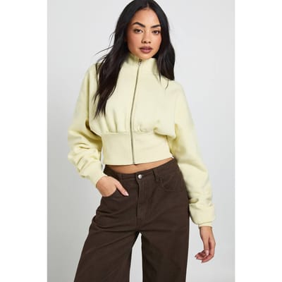 boohoo Dames Trechter Hals Getailleerde Taille Doorritsen | Boter | Maat: XL
